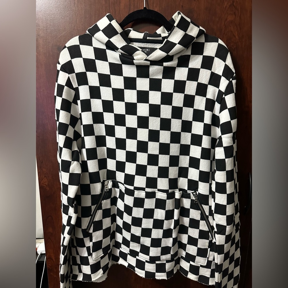AMIRI Black and White Checkered Sweater